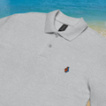The Classic Pique Polo - GRAY - DOUBLE FLAME LOGO ORANGE ON BLUE