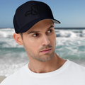 Flexfit Structured Twill Cap - SPECIAL EDITION - STEALTH BLACK ON BLUE LOGO